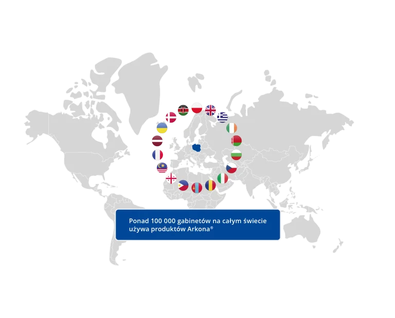 mapa ponad 100 000 gabinetów na całym świecie